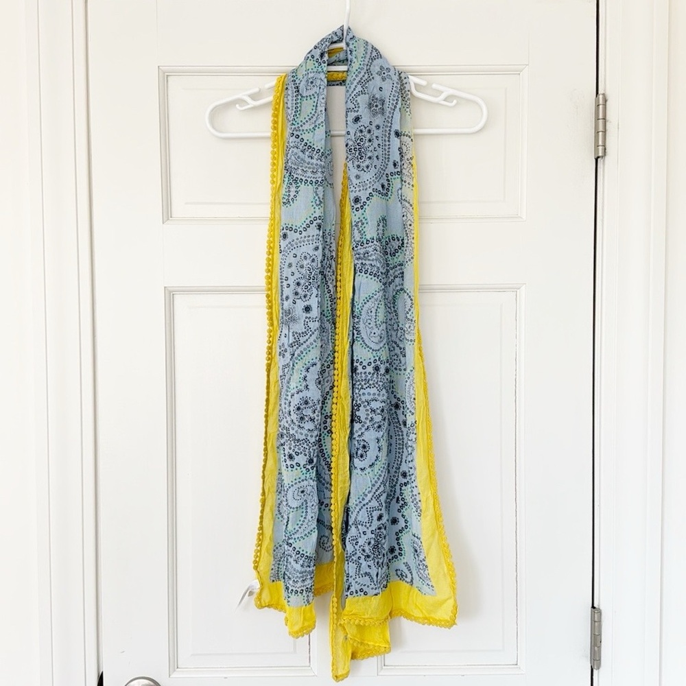 TALBOTS scarf yellow blue lightweight